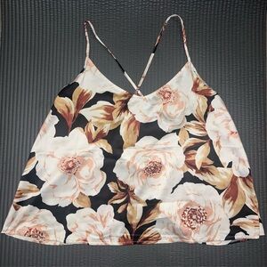 Express Floral Camisole - Black and Cream